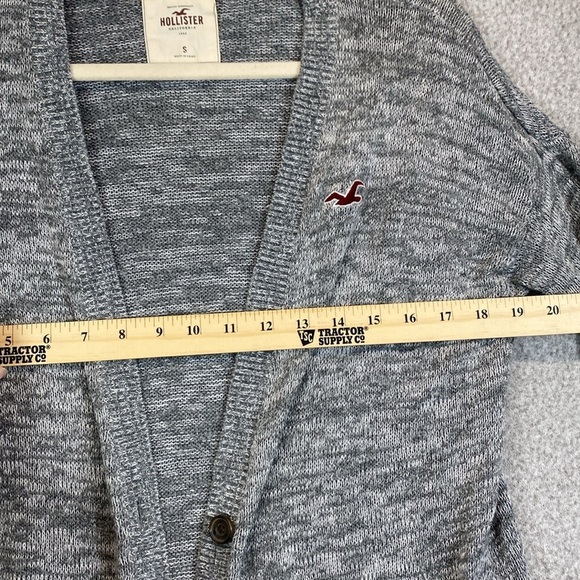Hollister cardigan sweater S chunky buttons heathered gray grandpacore unisex - Picture 6 of 10
